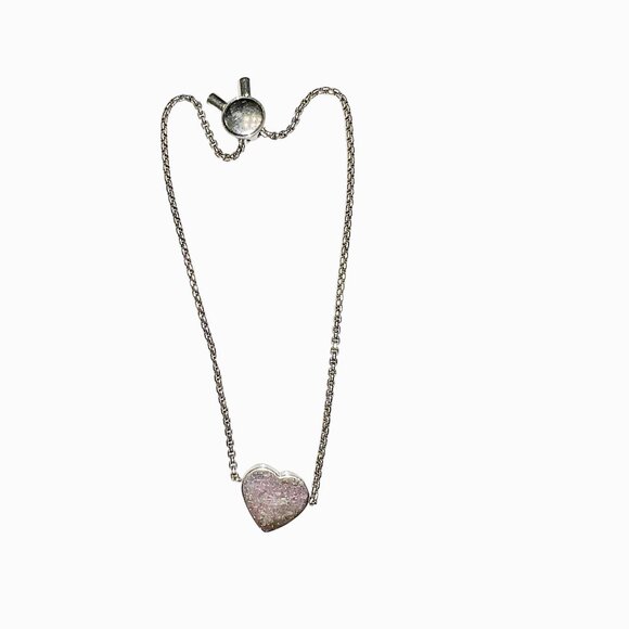 Michael Kors Silver-Tone Heart Adjustable Slide Chain Bracelet Logo Pave Crystal - Picture 3 of 3